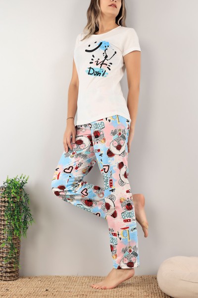 Desenli Baskılı Bayan Pijama Takımı 123050