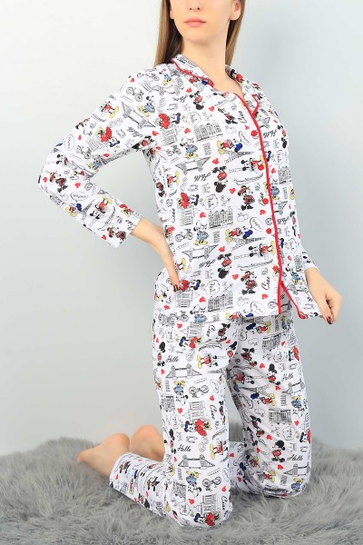 Desenli Baskılı Bayan Pijama Takımı 61627