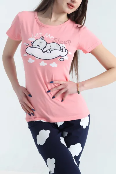 Desenli Penye Kadın Pijama Takımı 341718