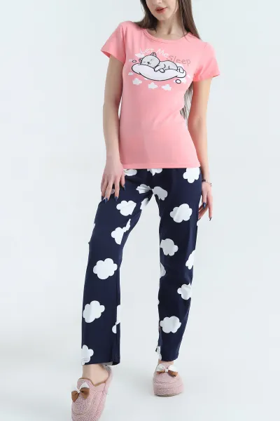 Desenli Penye Kadın Pijama Takımı 341718