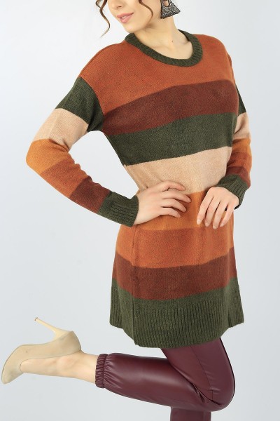 Desenli Bayan Triko Kazak Tunik 53064