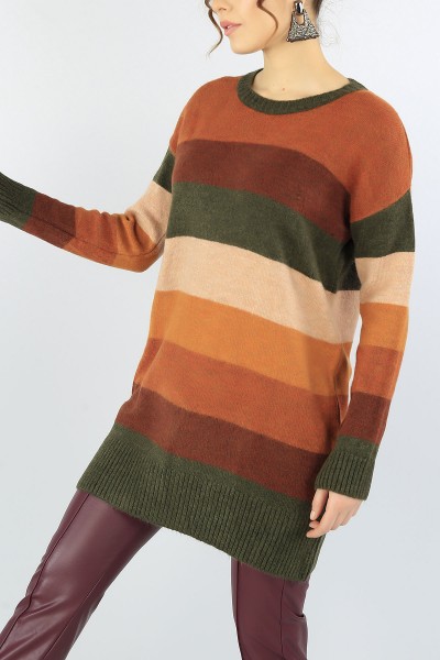 Desenli Bayan Triko Kazak Tunik 53064