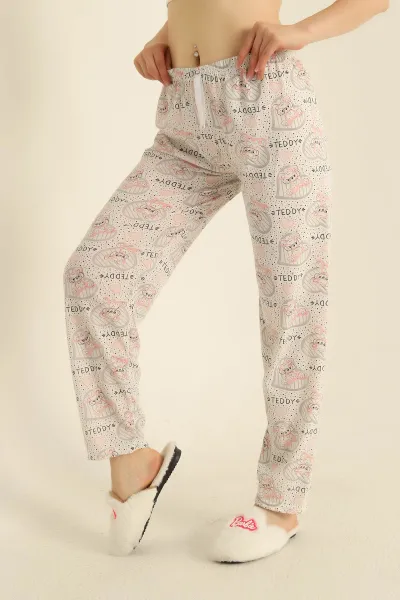 Desenli Beli Lastikli Pijama Altı 278538