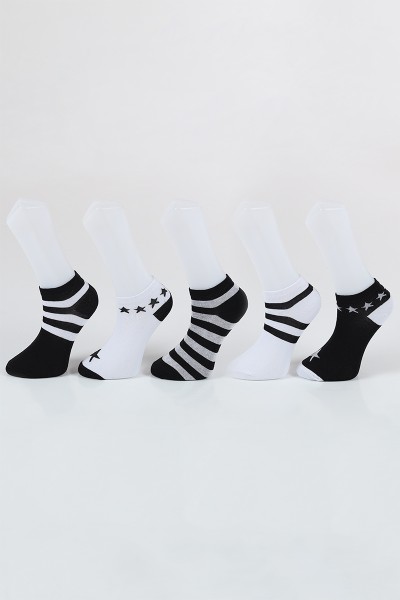 Desenli Beşli Patik Çorap 85037