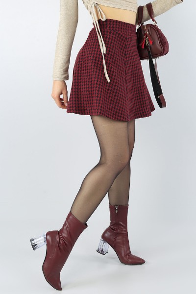 Desenli Desenli Bayan Mini Kaşe Etek 53045