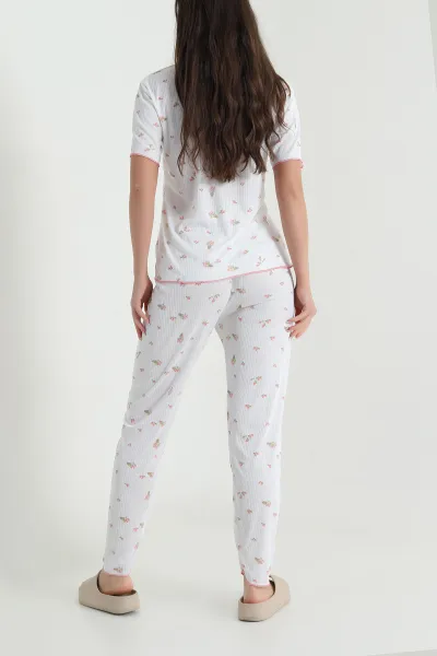 Desenli Kaşkorse Kadın Pijama Takımı 460467