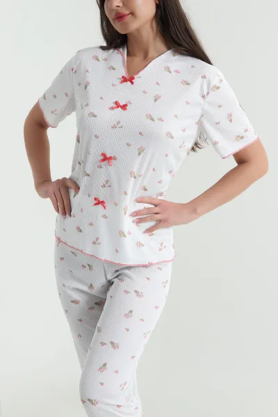 Desenli Kaşkorse Kadın Pijama Takımı 460467