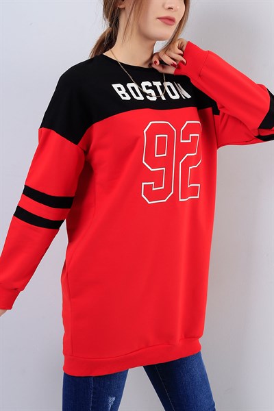 Desenli Kırmızı Sweat 17051B