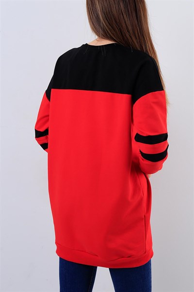Desenli Kırmızı Sweat 17051B
