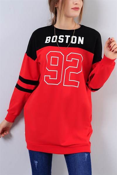 Desenli Kırmızı Sweat 17051B