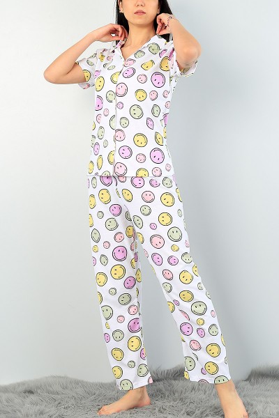 Desenli Komple Baskılı Bayan Pijama Takımı 62962