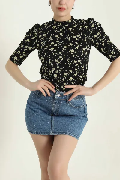 Desenli Krinkıl Kadın Bluz 438420