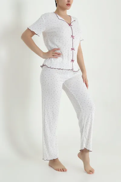 Desenli Kurdela Tasarım Kadın Pijama Takımı 467881