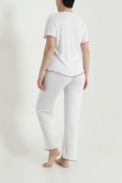 Desenli Kurdela Tasarım Kadın Pijama Takımı 467881