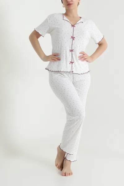 Desenli Kurdela Tasarım Kadın Pijama Takımı 467881