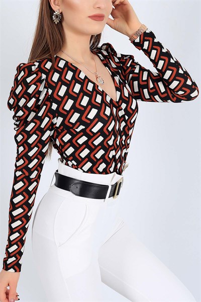 Desenli Likralı Zıbın Bluz 26282B