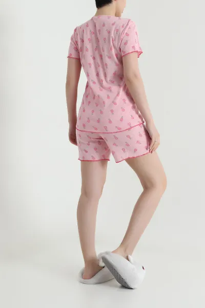 Desenli Pointel Şortlu Kadın Pijama Takımı 462269