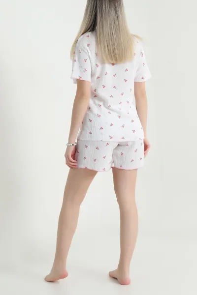 Desenli Şortlu Bürümcük Kadın Pijama Takımı 466579