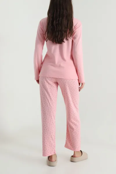 Desenli Uzun Kollu İnterlok Kadın Pijama Takımı 499831