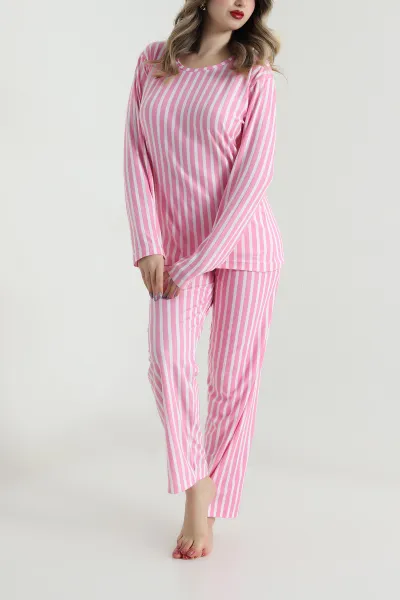 Desenli Uzun Kollu Süet Kadın Pijama Takımı 499338