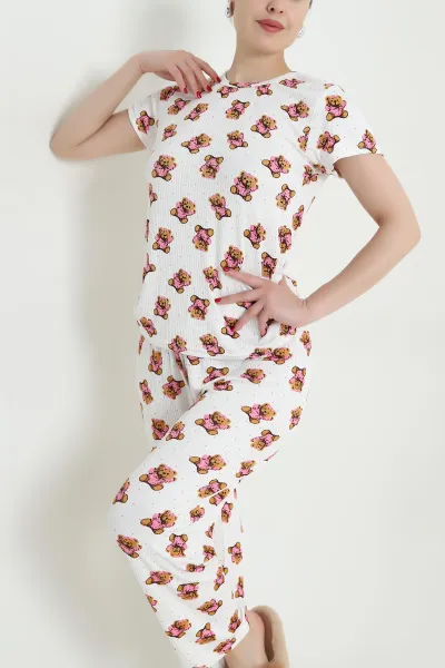 Desenli Viskon Kadın Pijama Takımı 466622