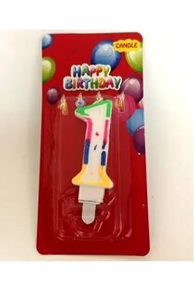 Doğum Günü Parti Mumu Renkli 1 Rakamı 300593