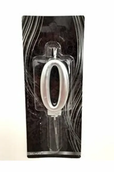 Doğum Günü Parti Mumu Silver / Gümüş 0 Rakamı 300582