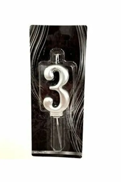 Doğum Günü Parti Mumu Silver / Gümüş 3 Rakamı 300585