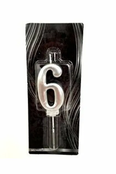 Doğum Günü Parti Mumu Silver / Gümüş 6 Rakamı 300588