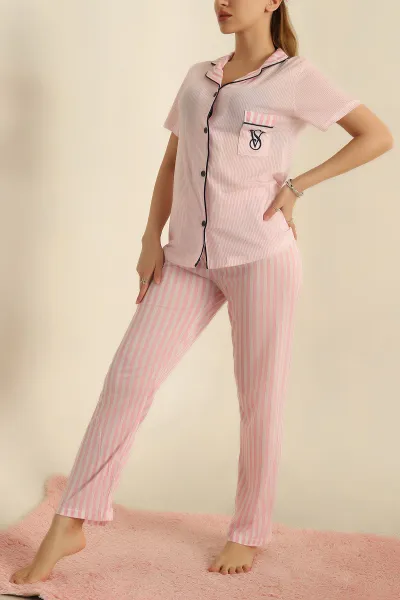 Düğmeli Viskon Bayan Pijama Takımı 251606