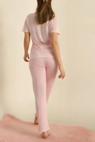 Düğmeli Viskon Bayan Pijama Takımı 251606