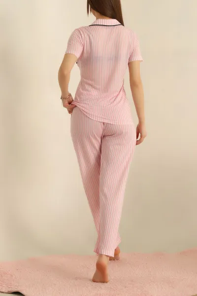 Düğmeli Viskon Bayan Pijama Takımı 251607