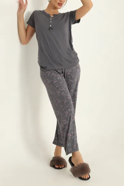 Düğmeli Viskon Bayan Pijama Takımı 289219