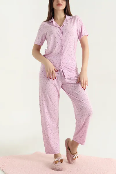 Düğmeli Viskon Kadın Pijama Takımı 338249