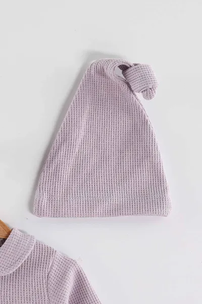 Eflatun (1-9 Ay)Çiçek Nakışlı Fisto Detaylı Patikli Kız Bebek Tulum 449081