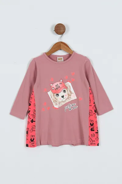 Eflatun (2-6 Yaş) Cute Baskılı Süprem Likralı  Kız Çocuk Elbise 419334