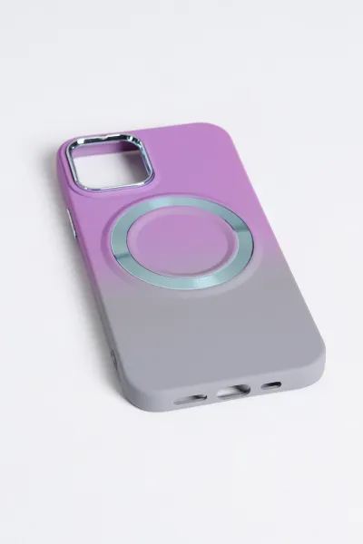 Eflatun İPhone 12 Pro Max Uyumlu Corn Serisi Gradyan Tasarımlı Sert Silikon Telefon Kılıfı 345088