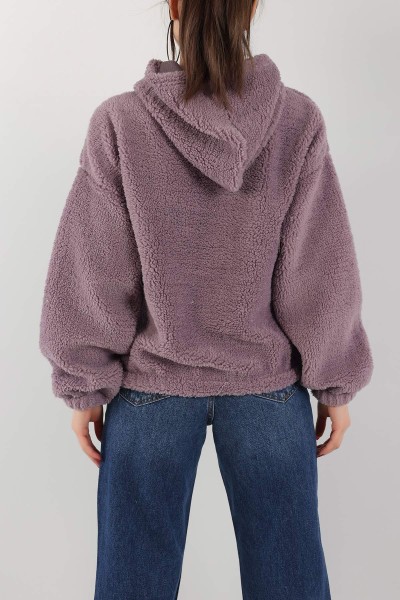 Eflatun Kapüşonlu Cepli Yumoş Sweat 151239