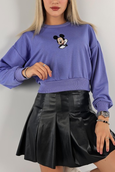 Eflatun Nakışlı İki İp Sweat 132762