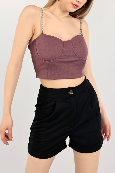 Eflatun Zincir Askılı Bluz 109667