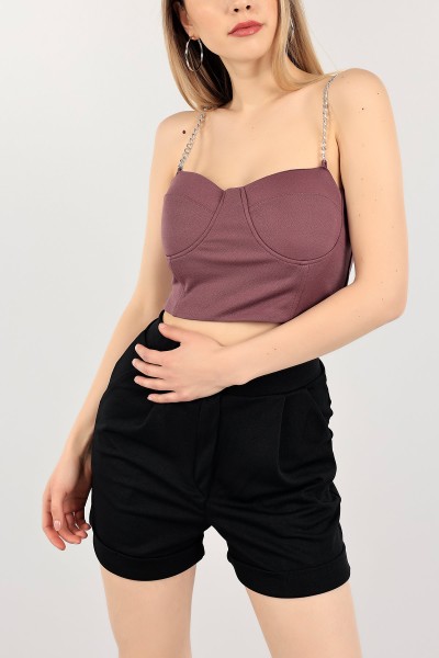 Eflatun Zincir Askılı Bluz 109667