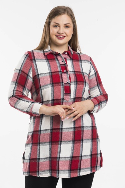 Ekose Desenli Büyük Beden Tunik 46982