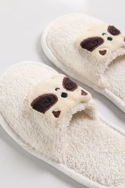 Ekru (0-24 Ay) Rakun Nakışlı Unisex Bebek Bornoz Seti 476661