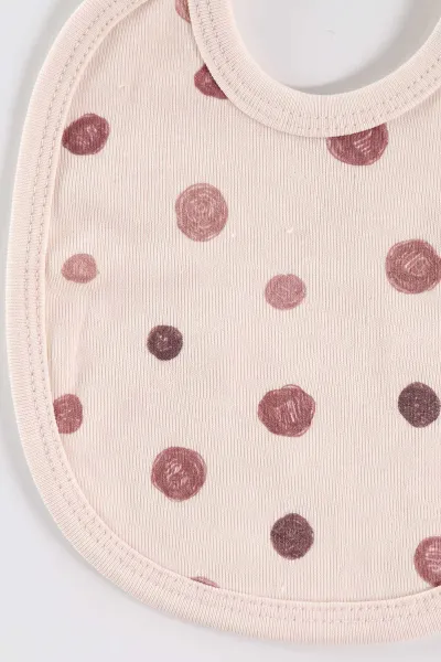 Ekru (0-3 Ay) Papatya Nakışlı Kutulu Yeni Doğan Kız Bebek 5'li Zıbın Set 475398