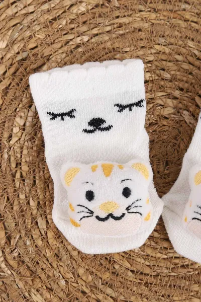 Ekru (0-6 Ay)Oyuncaklı   Kız Bebek  Çorap 437621