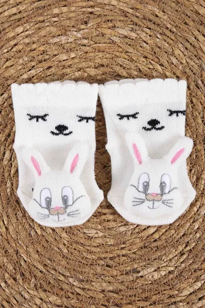 Ekru (0-6 Ay)Oyuncaklı Kız Bebek  Çorap 441277