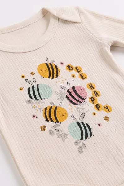 Ekru (0-9 Ay) Arı  Baskılı    Kız Bebek Takım 480489