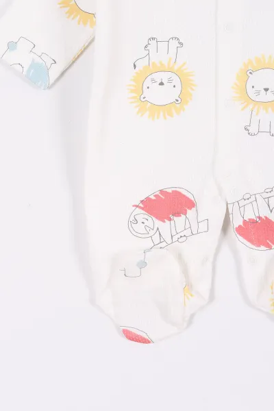 Ekru (0-9 Ay) Desenli Çıtçıtlı Bebek Tulum 280610