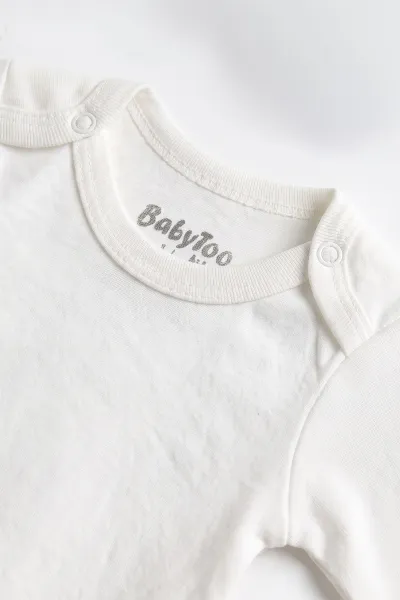 Ekru (0-9 Ay) Düz Uzun Kol Bebek Çıtçıtlı Badi 482325