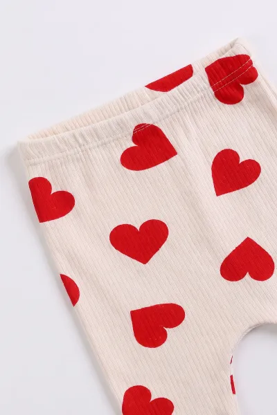 Ekru (0-9 Ay) Love Baskılı    Kız Bebek Takım 480495